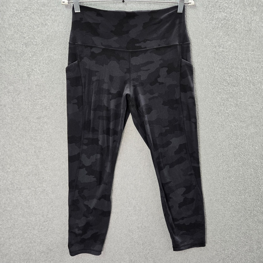 Lululemon Women Activewear Pants 10 Gray Camo Align High‎ Rise Crop Leggings
